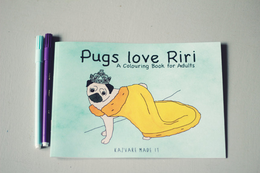 Pugs love Riri Colouring Book for Adults